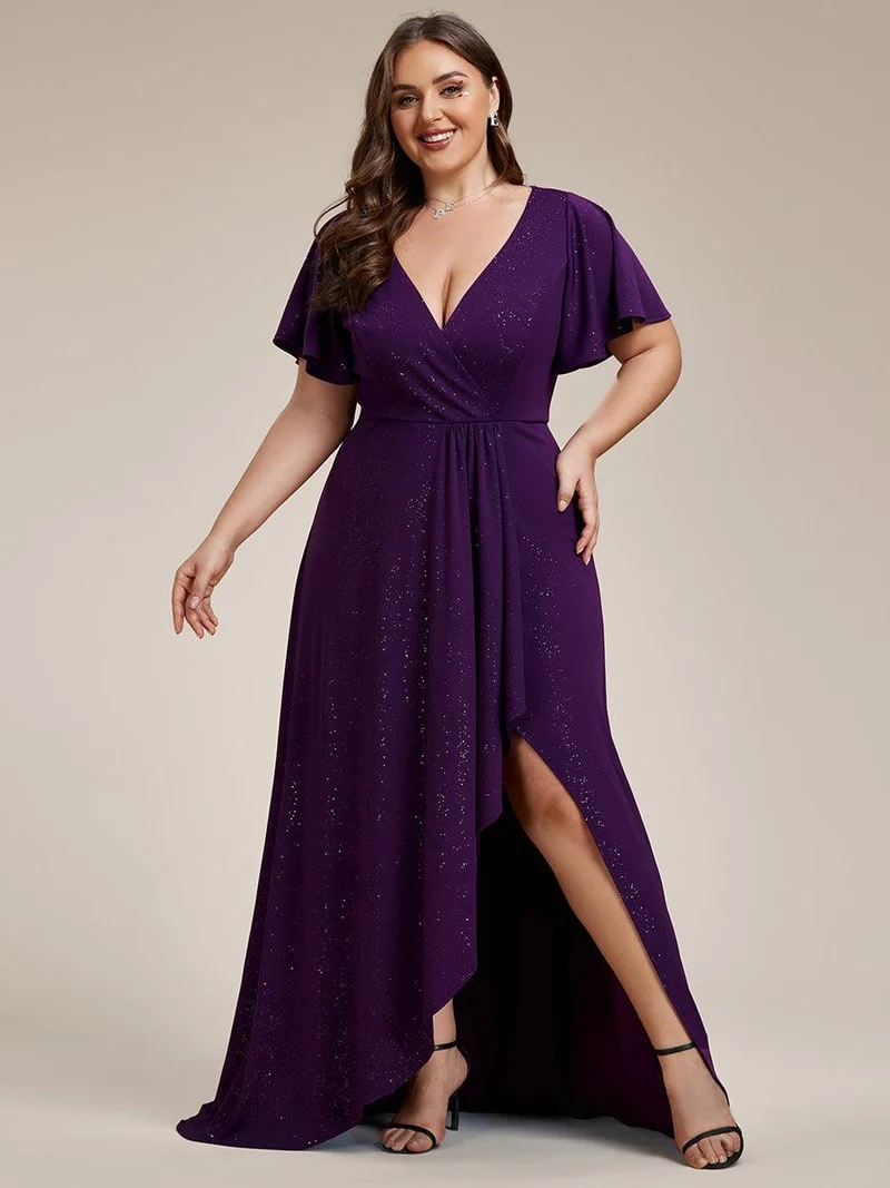 pretty MELODÉ|Robe de Soirée élégante à paillettes décolleté en V profond Grande taille (Vente Finale)