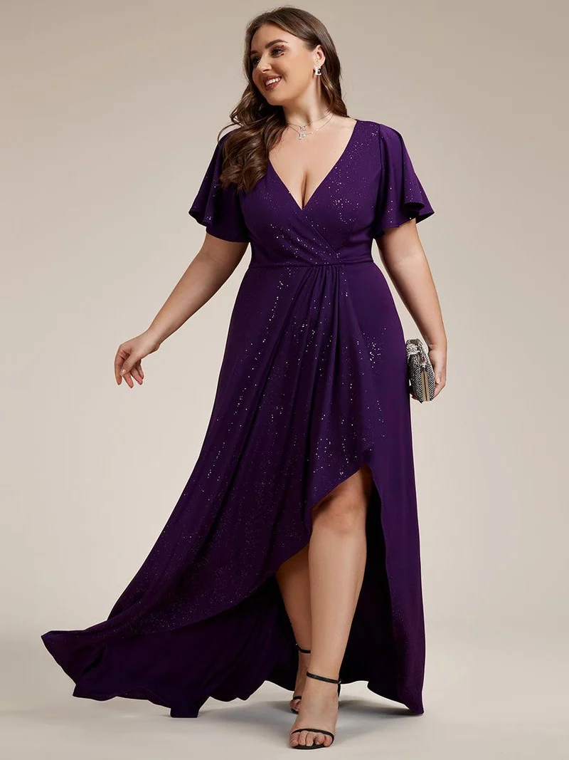 pretty MELODÉ|Robe de Soirée élégante à paillettes décolleté en V profond Grande taille (Vente Finale)