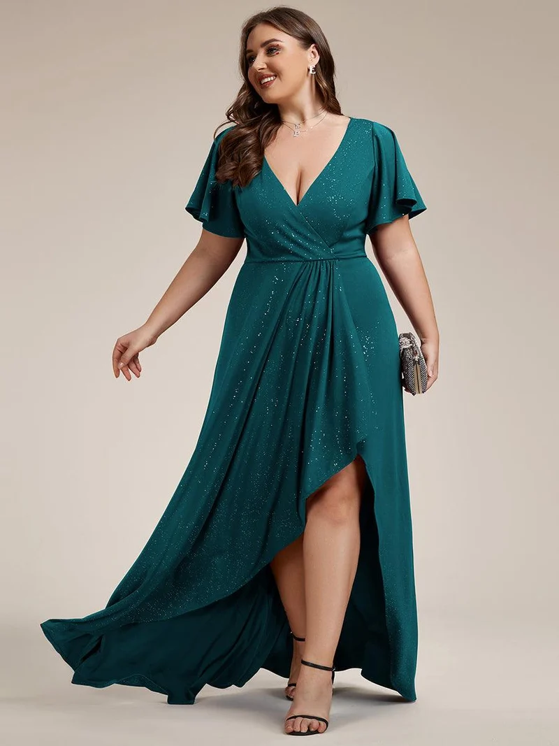 pretty MELODÉ|Robe de Soirée élégante à paillettes décolleté en V profond Grande taille (Vente Finale)