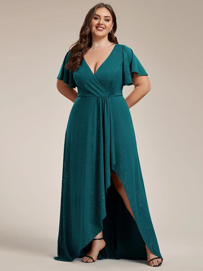 pretty MELODÉ|Robe de Soirée élégante à paillettes décolleté en V profond Grande taille (Vente Finale)