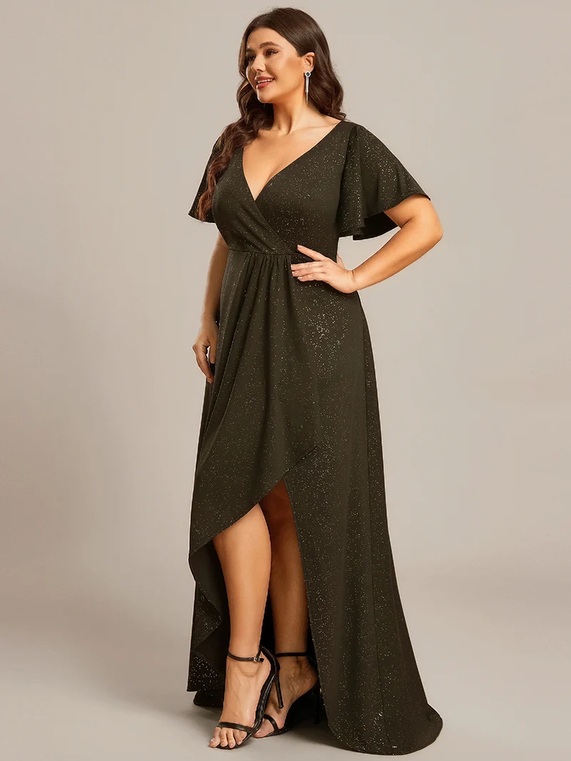 pretty MELODÉ|Robe de Soirée élégante à paillettes décolleté en V profond Grande taille (Vente Finale)