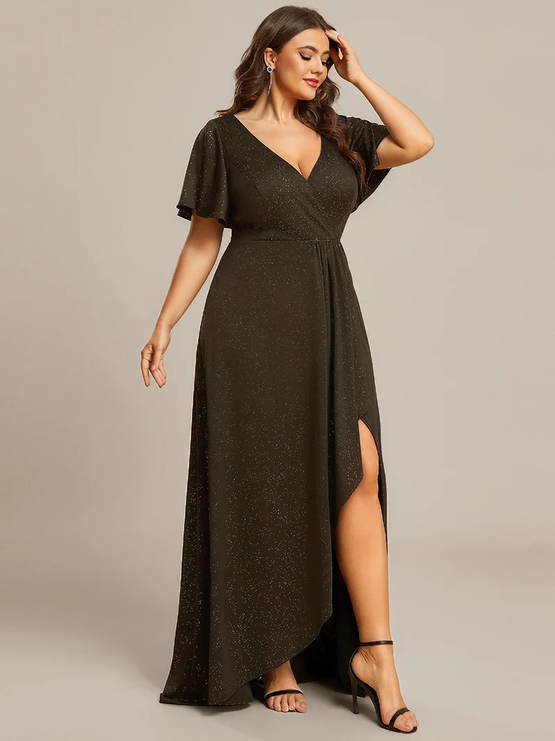 pretty MELODÉ|Robe de Soirée élégante à paillettes décolleté en V profond Grande taille (Vente Finale)