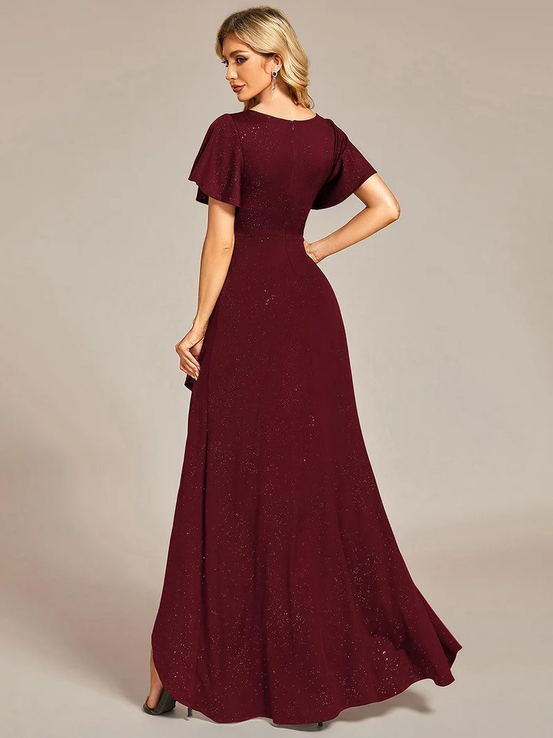 ever MELODÉ|Robe de Soirée élégante à paillettes décolleté en V profond fente sur le devant (Vente Finale)