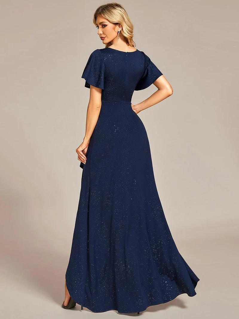 ever MELODÉ|Robe de Soirée élégante à paillettes décolleté en V profond fente sur le devant (Vente Finale)