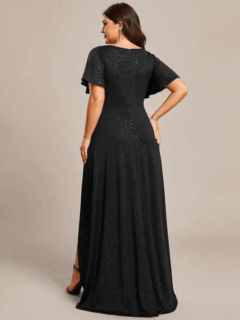 ever MELODÉ|Robe de Soirée élégante à paillettes décolleté en V profond fente sur le devant (Vente Finale)