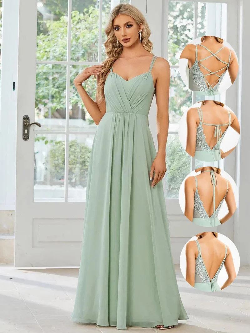 ever RUBY|Robe demoiselle d'honneur mousseline et dentelle dos nu bretelles fines
