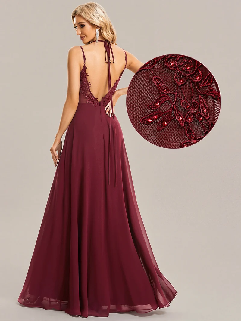 ever RUBY|Robe demoiselle d'honneur mousseline et dentelle dos nu bretelles fines