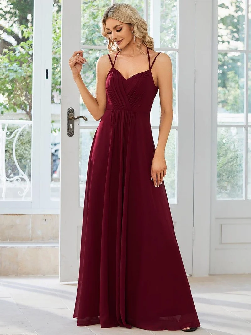 ever RUBY|Robe de soirée en mousseline et dentelle dos nu bretelles fines