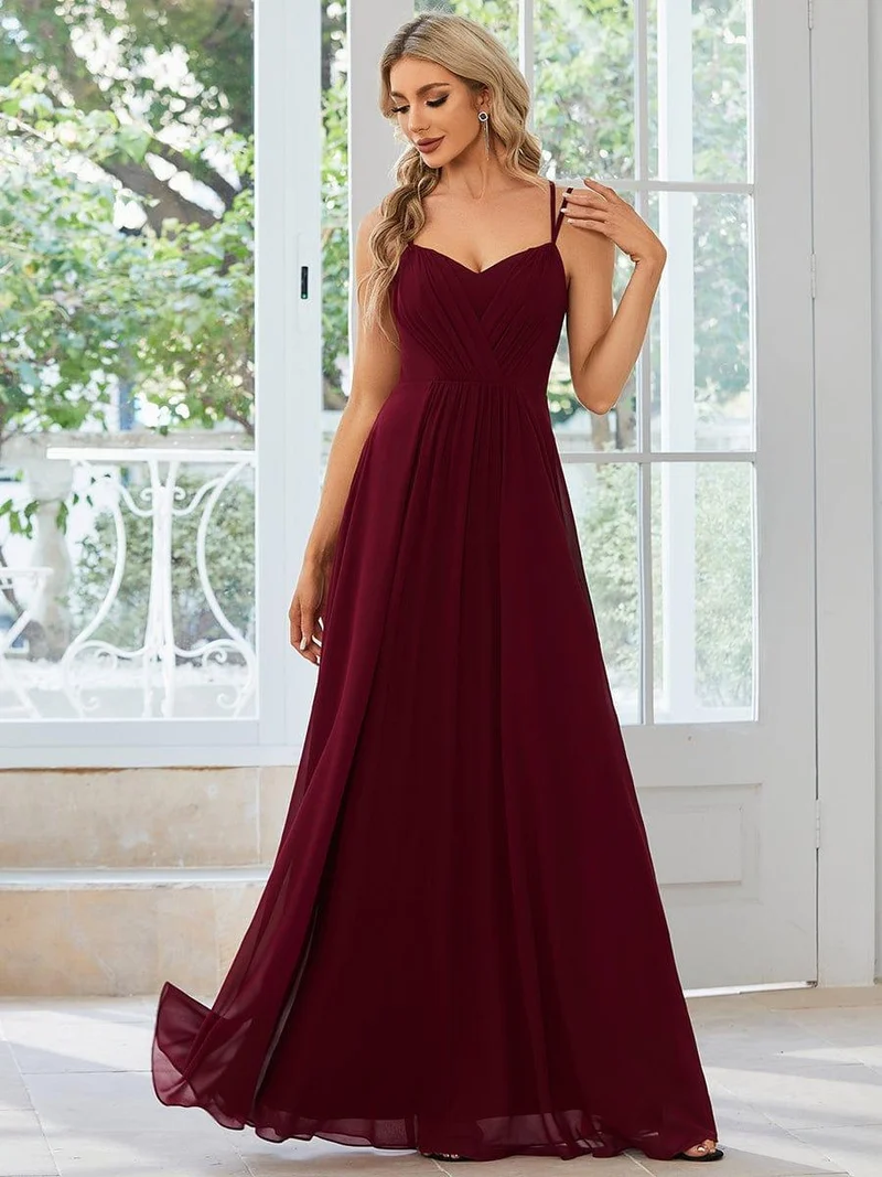 ever RUBY|Robe de soirée en mousseline et dentelle dos nu bretelles fines