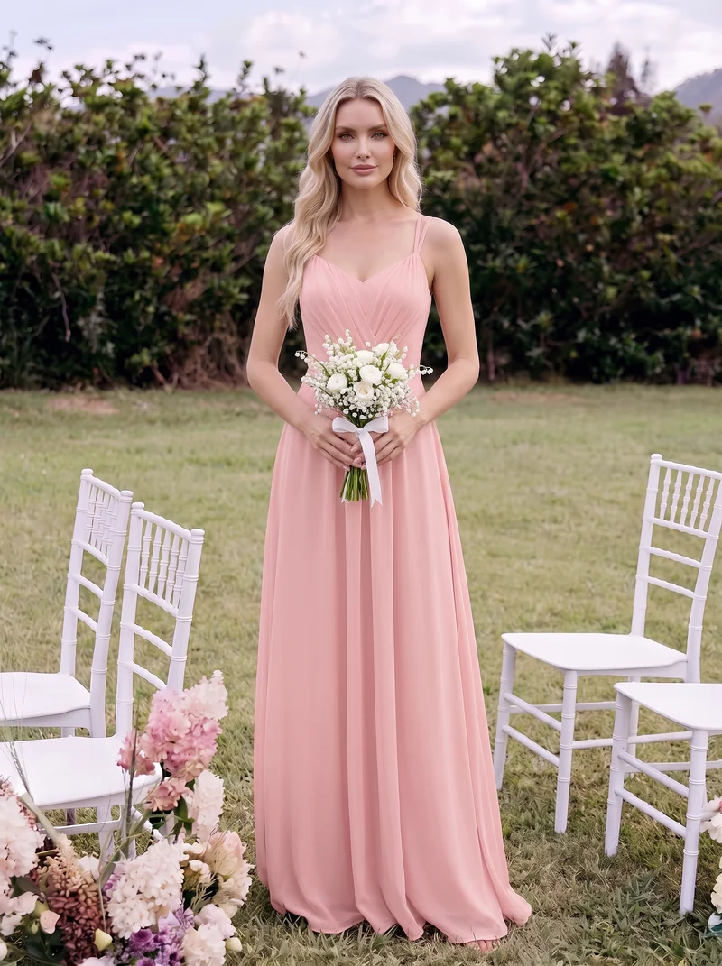 ever RUBY|Robe demoiselle d'honneur mousseline et dentelle dos nu bretelles fines
