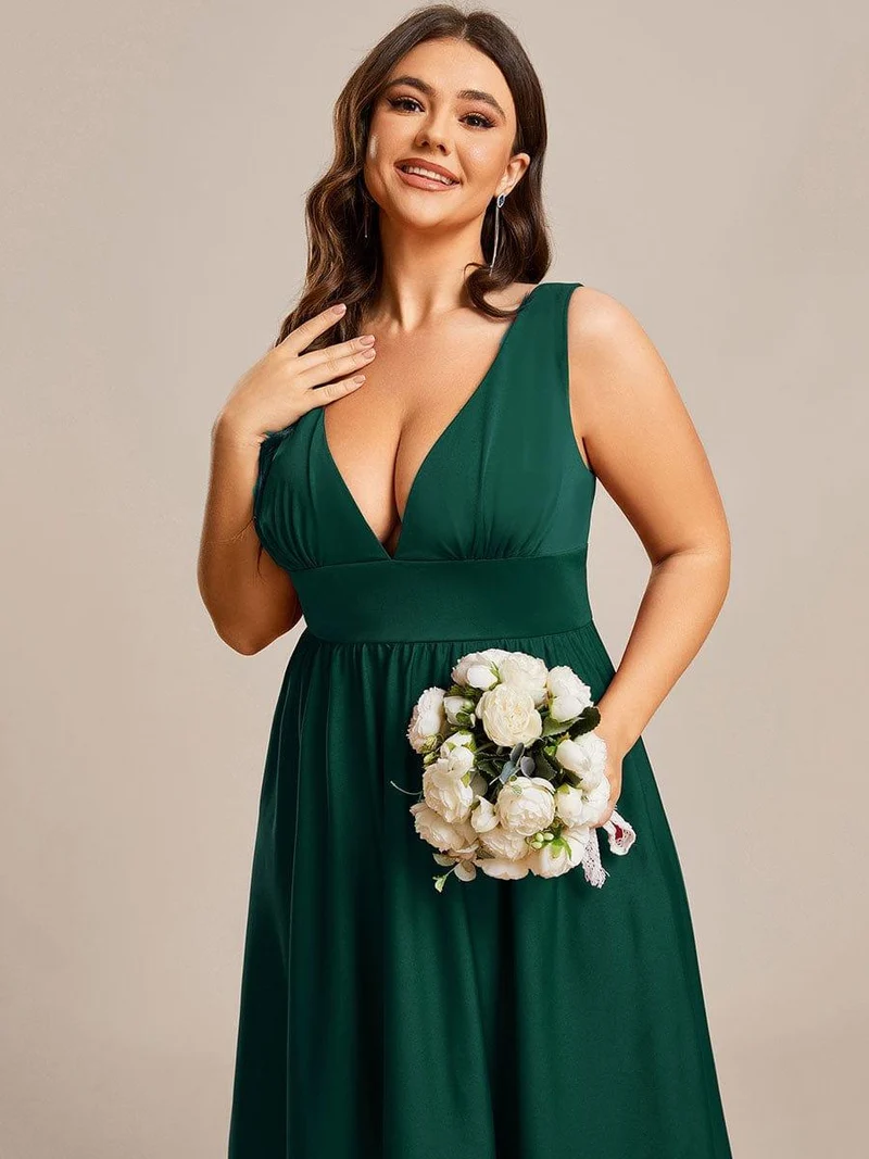 Robe Demoiselle d'honneur élégante Taille Empire Sans Manches(Vente finale)