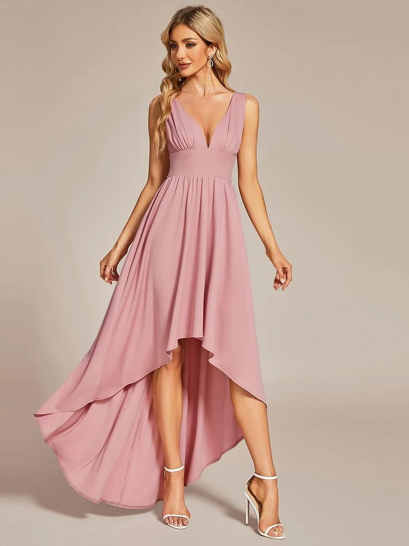 Robe Demoiselle d'honneur élégante Taille Empire Sans Manches(Vente finale)