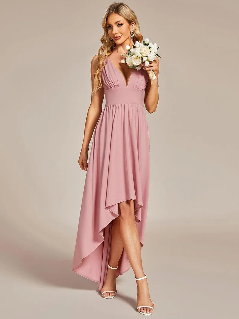 Robe Demoiselle d'honneur élégante Taille Empire Sans Manches(Vente finale)