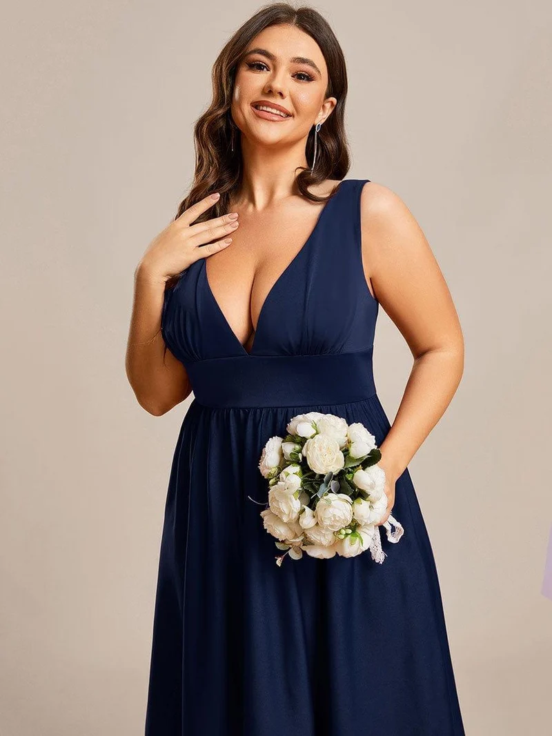 Robe Demoiselle d'honneur élégante Taille Empire Sans Manches(Vente finale)