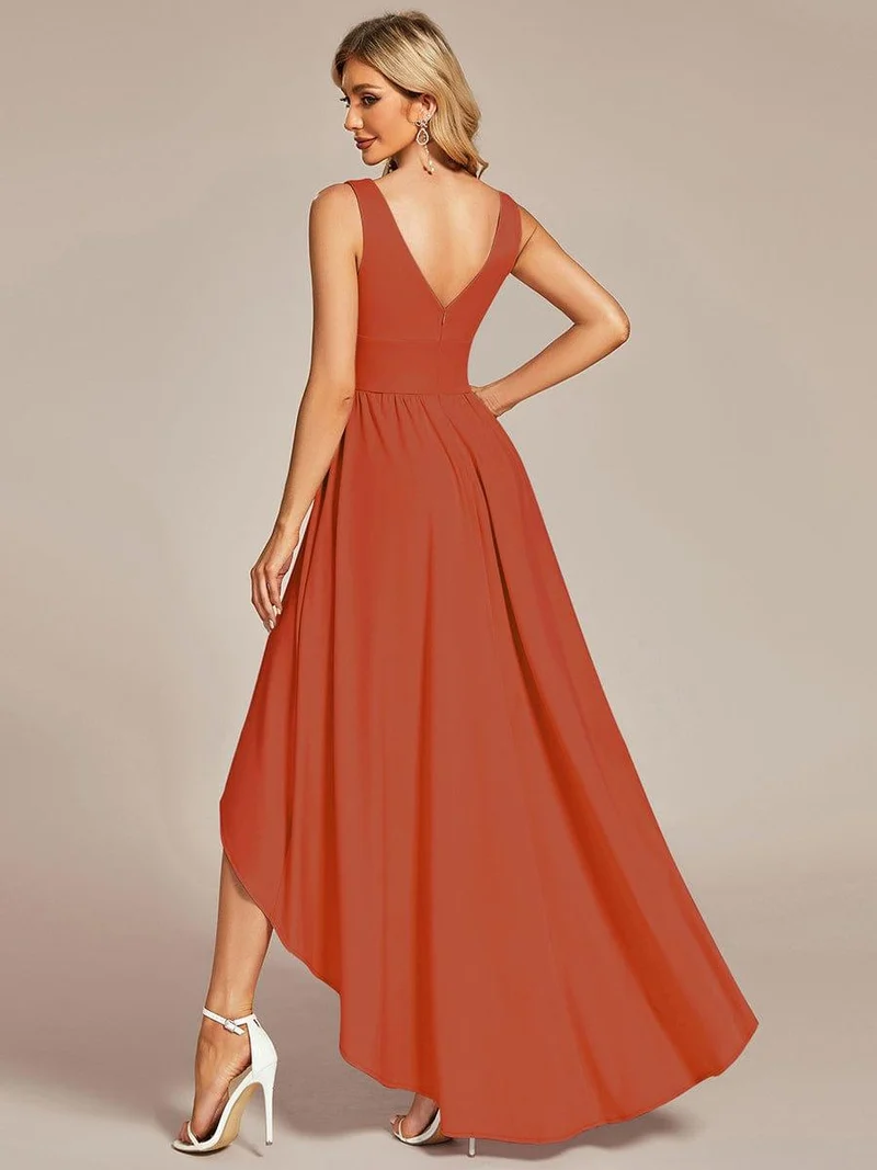 Robe Demoiselle d'honneur élégante Taille Empire Sans Manches(Vente finale)