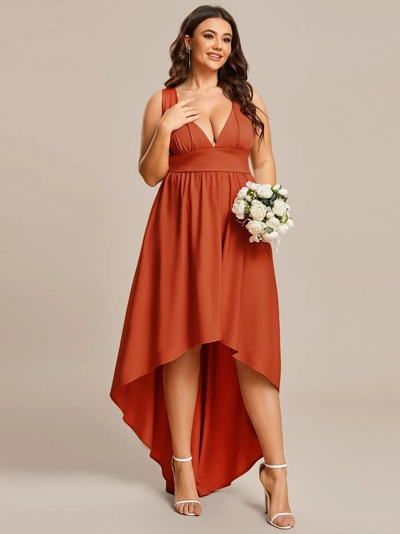 Robe Demoiselle d'honneur élégante Taille Empire Sans Manches(Vente finale)