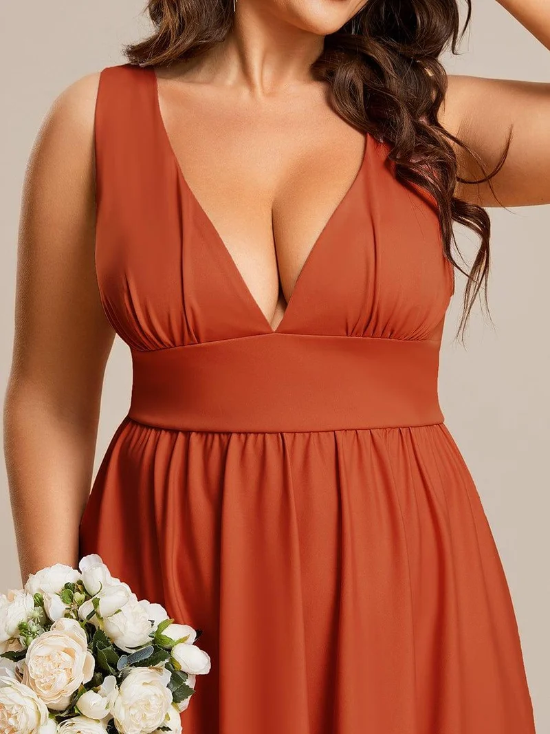Robe Demoiselle d'honneur élégante Taille Empire Sans Manches(Vente finale)