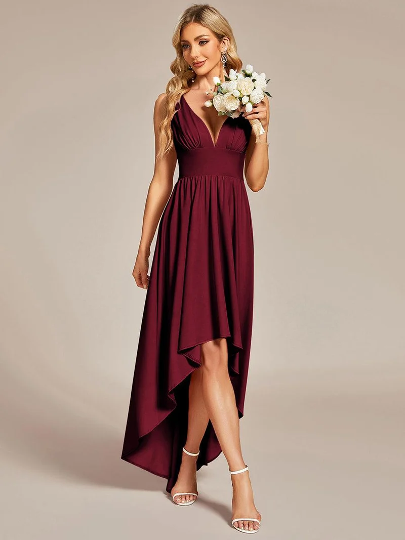 Robe Demoiselle d'honneur élégante Taille Empire Sans Manches(Vente finale)
