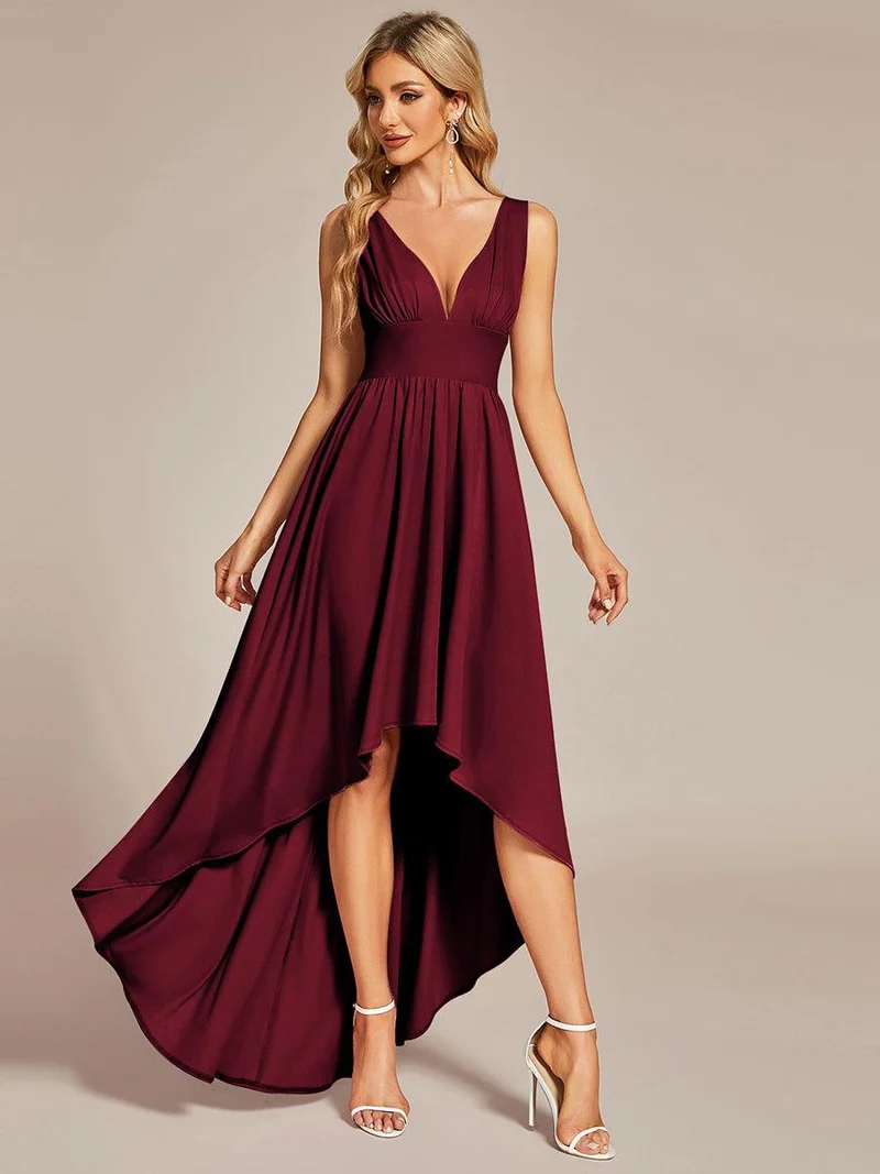 Robe Demoiselle d'honneur élégante Taille Empire Sans Manches(Vente finale)