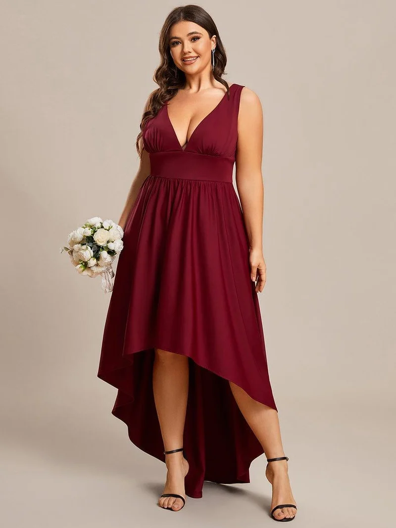 Robe Demoiselle d'honneur élégante Taille Empire Sans Manches(Vente finale)