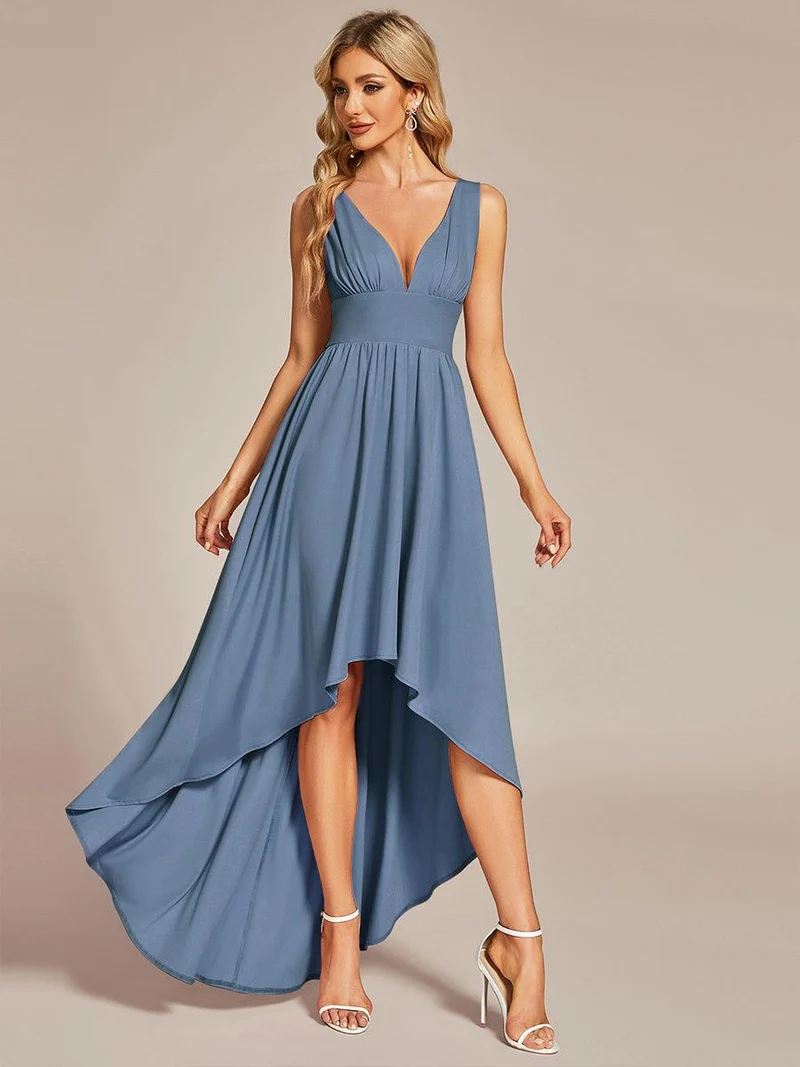 Robe Demoiselle d'honneur élégante Taille Empire Sans Manches(Vente finale)