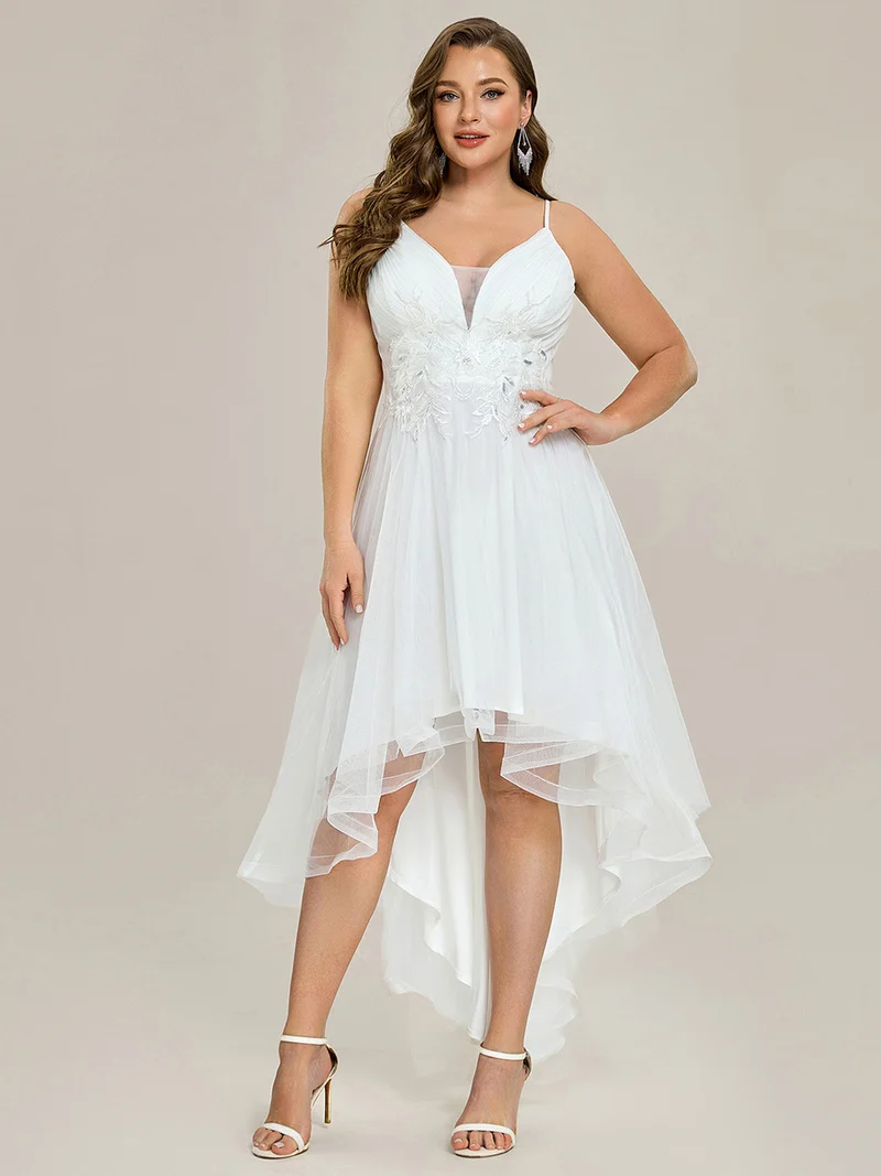 Robe de bal chic et élégante sans manches Ourlet haute basse