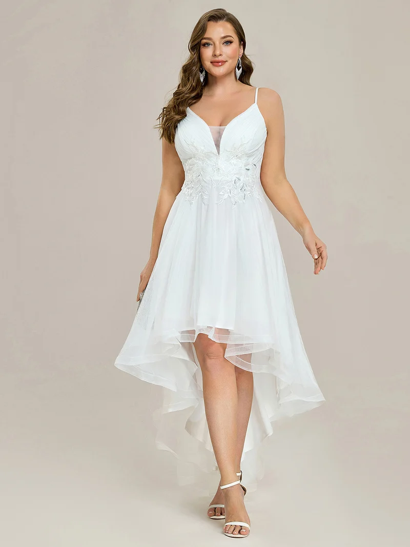 Robe de bal chic et élégante sans manches Ourlet haute basse