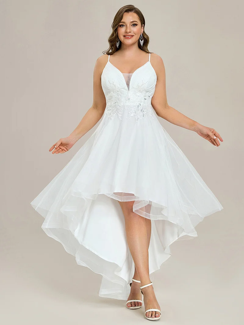 Robe de bal chic et élégante sans manches Ourlet haute basse
