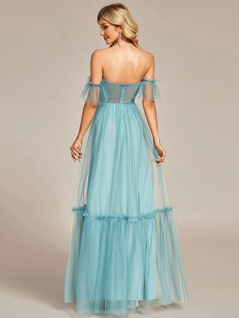 ever LUCIE|Robe Mariage Invitée en tulle plissée à épaules dénudées