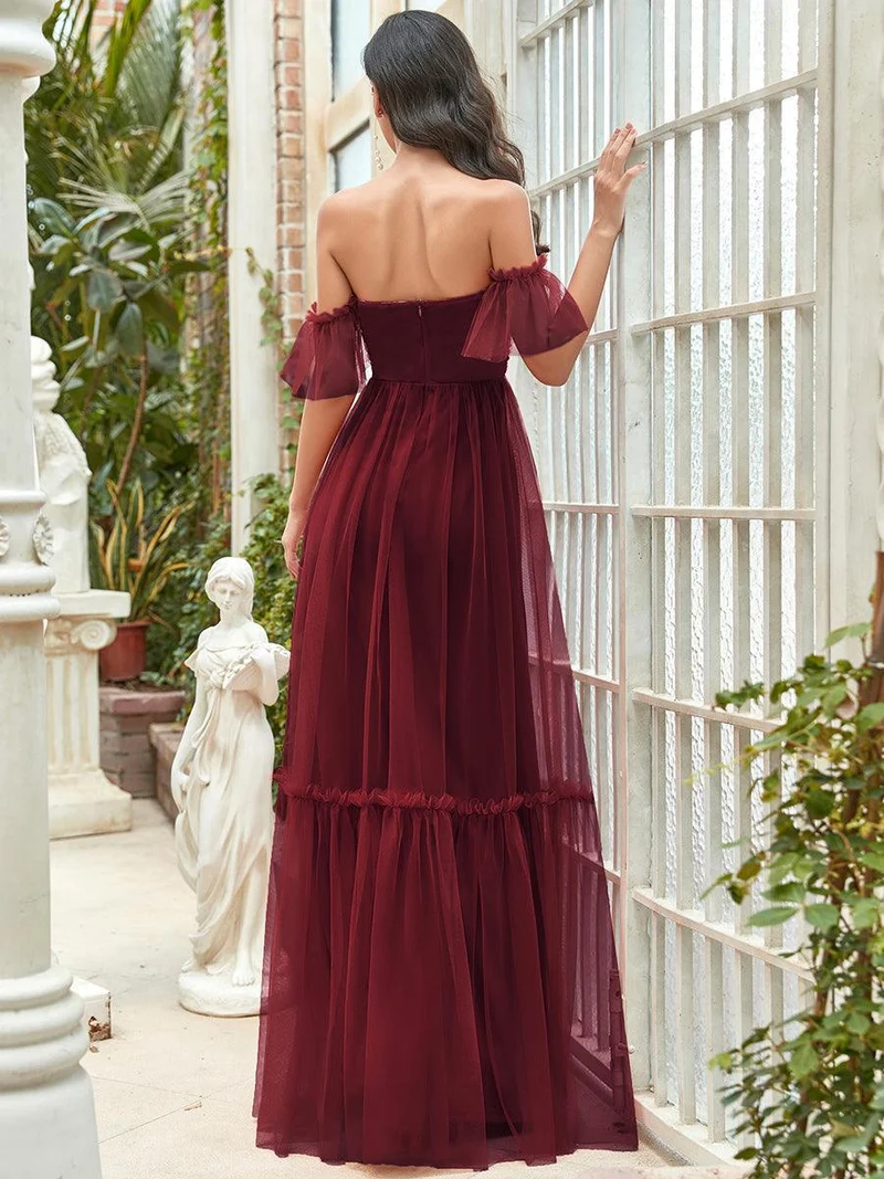 ever LUCIE|Robe Mariage Invitée en tulle plissée à épaules dénudées