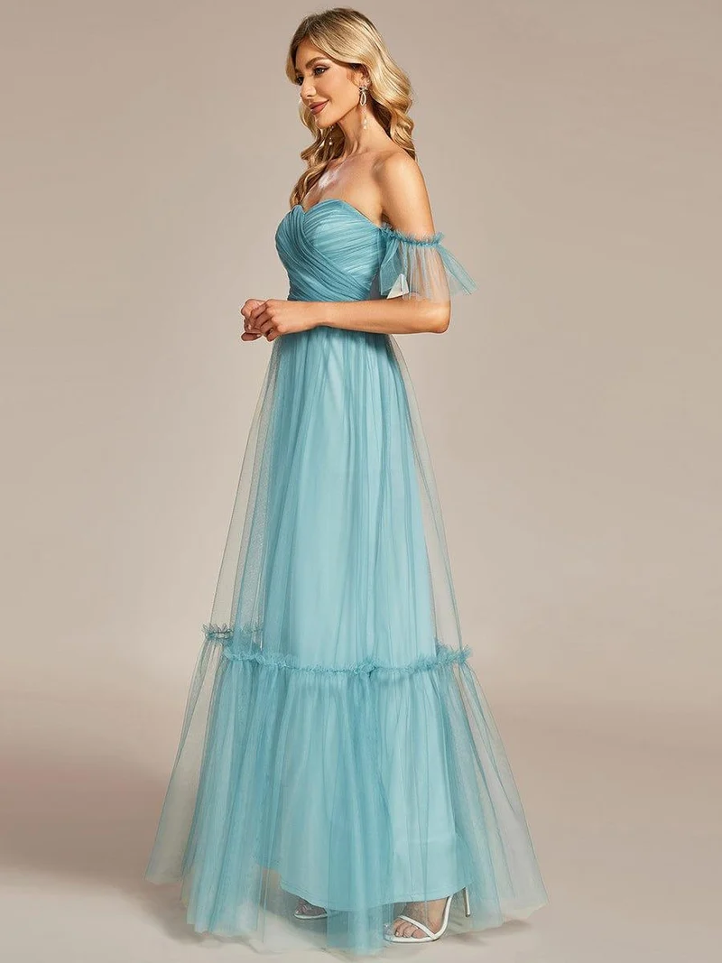 ever LUCIE|Robe Mariage Invitée en tulle plissée à épaules dénudées