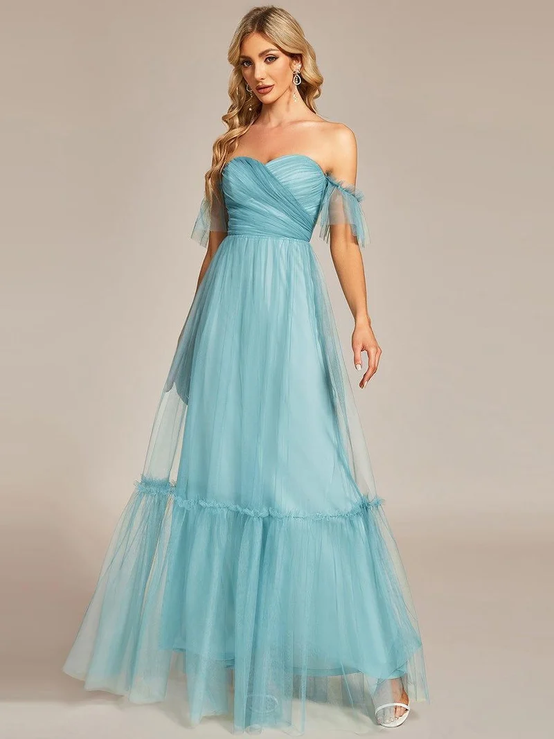 ever LUCIE|Robe Mariage Invitée en tulle plissée à épaules dénudées