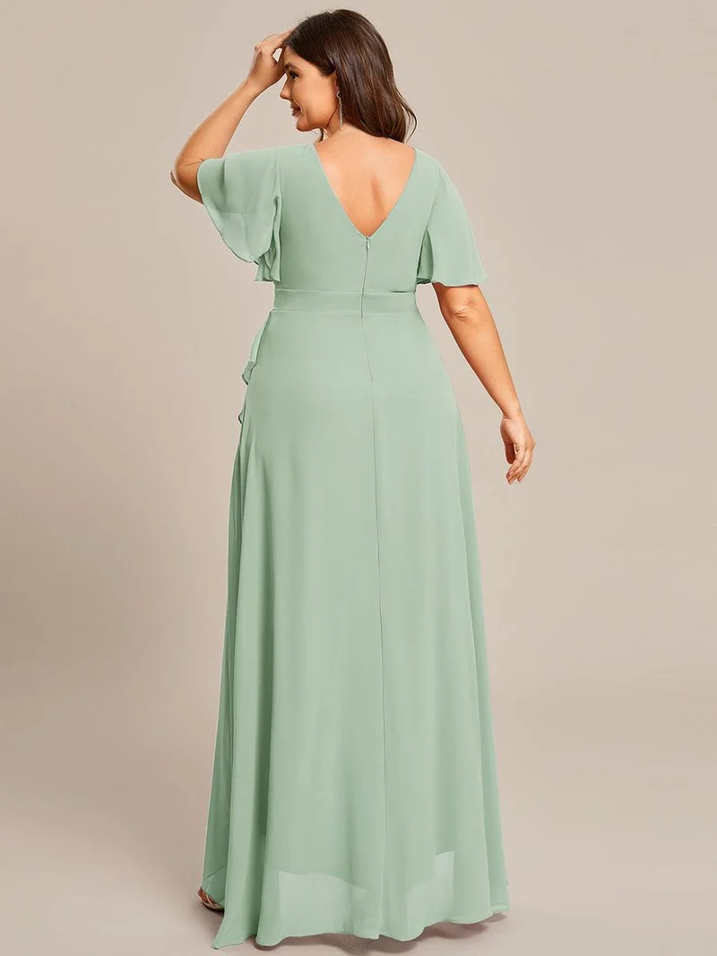 ever OREE|Robe demoiselle d'honneur Mousseline Ourlet en feuille de lotus Charmante(Vente Finale)