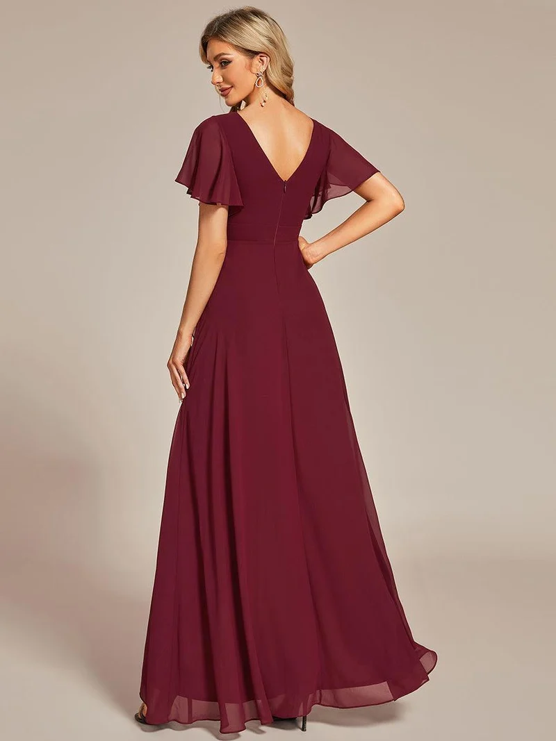 ever OREE|Robe demoiselle d'honneur Mousseline Ourlet en feuille de lotus Charmante(Vente Finale)