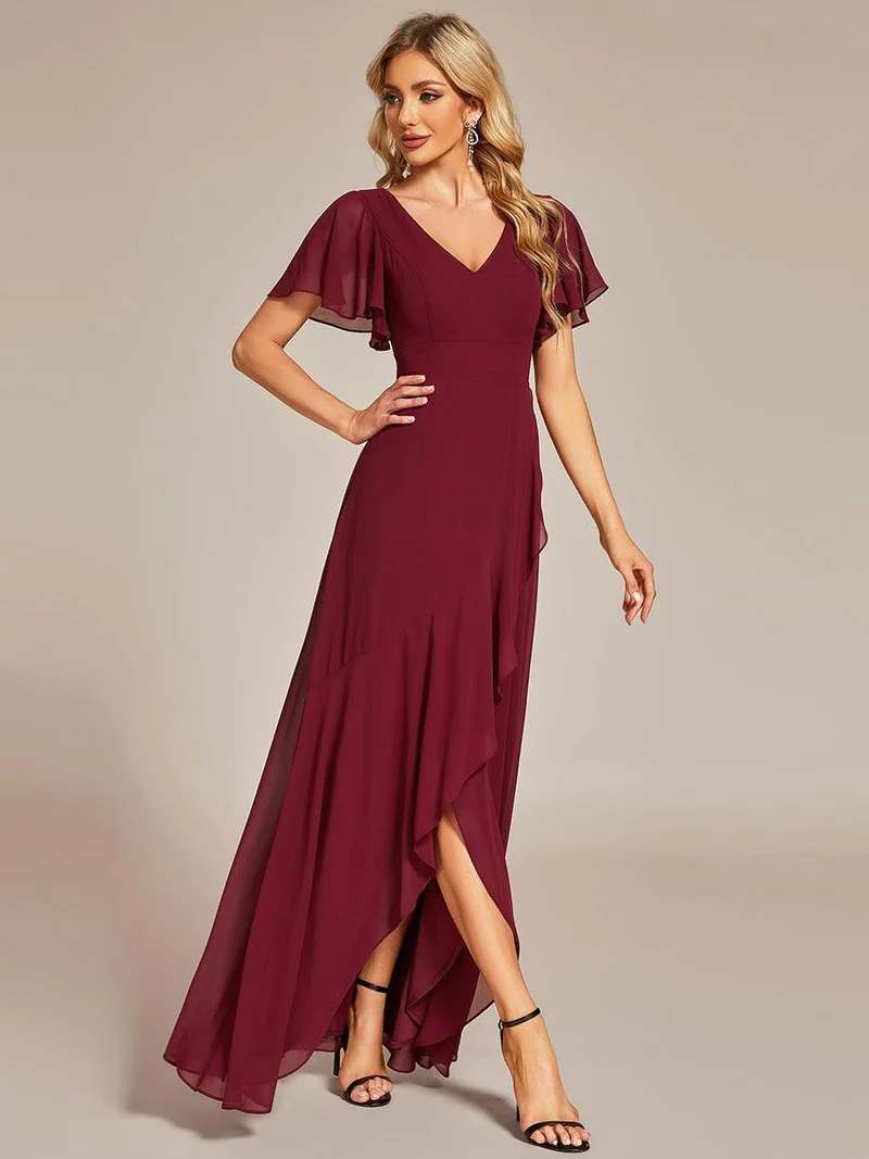 ever OREE|Robe demoiselle d'honneur Mousseline Ourlet en feuille de lotus Charmante(Vente Finale)