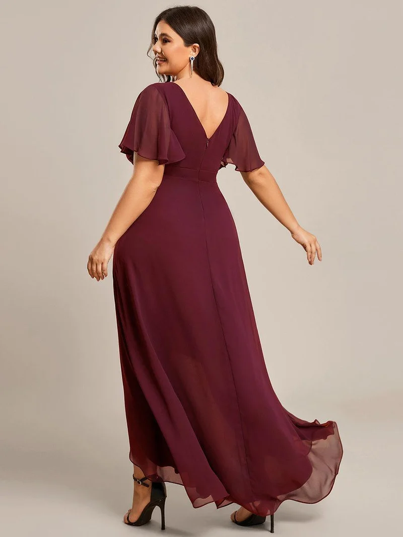 ever OREE|Robe demoiselle d'honneur Mousseline Ourlet en feuille de lotus Charmante(Vente Finale)