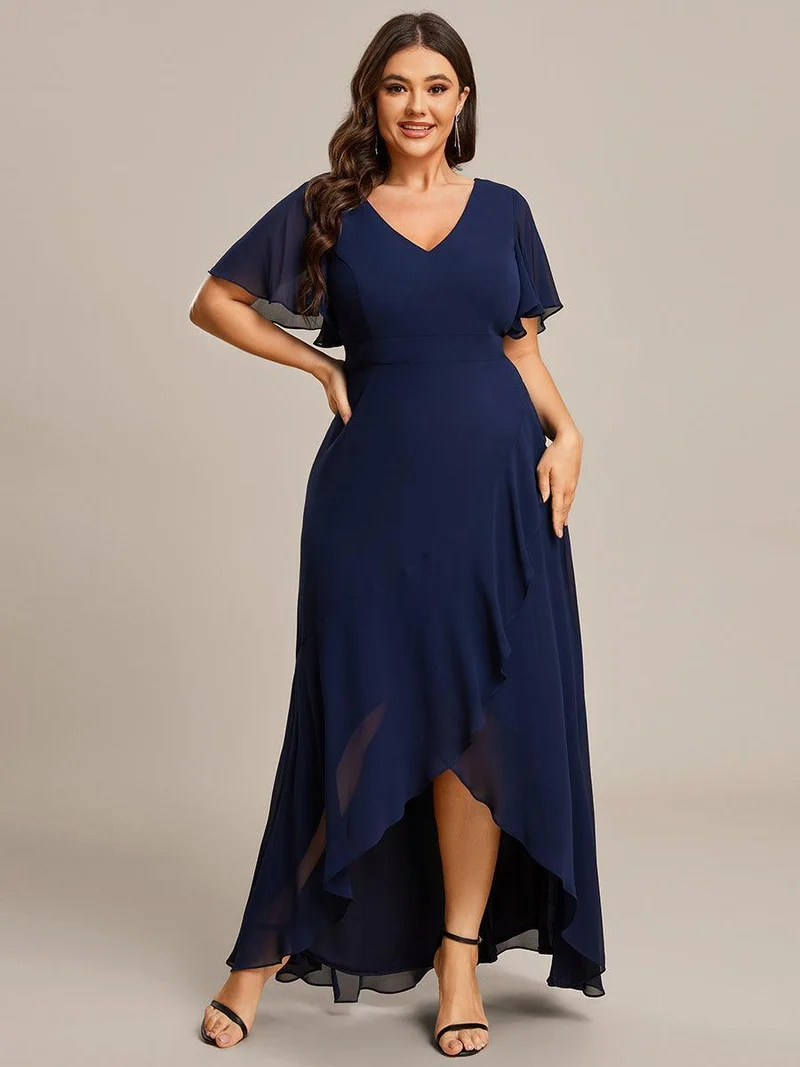 ever OREE|Robe demoiselle d'honneur Mousseline Ourlet en feuille de lotus Charmante(Vente Finale)