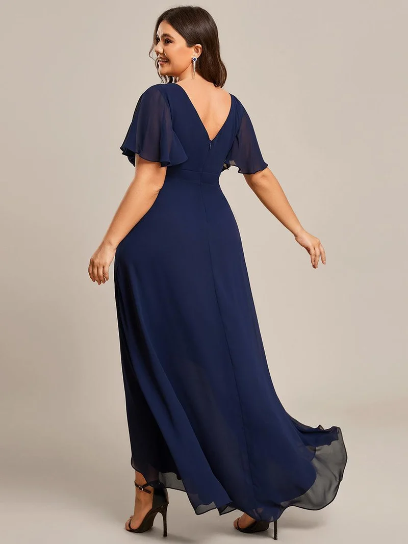 ever OREE|Robe demoiselle d'honneur Mousseline Ourlet en feuille de lotus Charmante(Vente Finale)