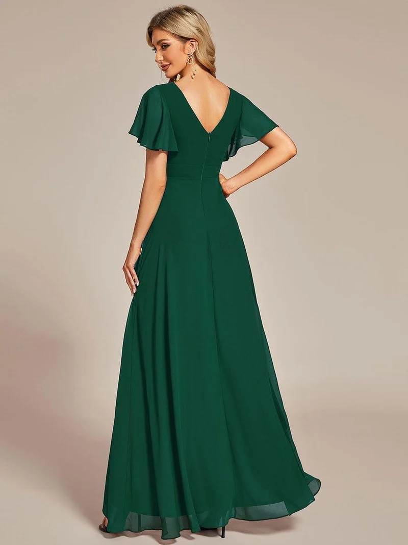 ever OREE|Robe demoiselle d'honneur Mousseline Ourlet en feuille de lotus Charmante(Vente Finale)