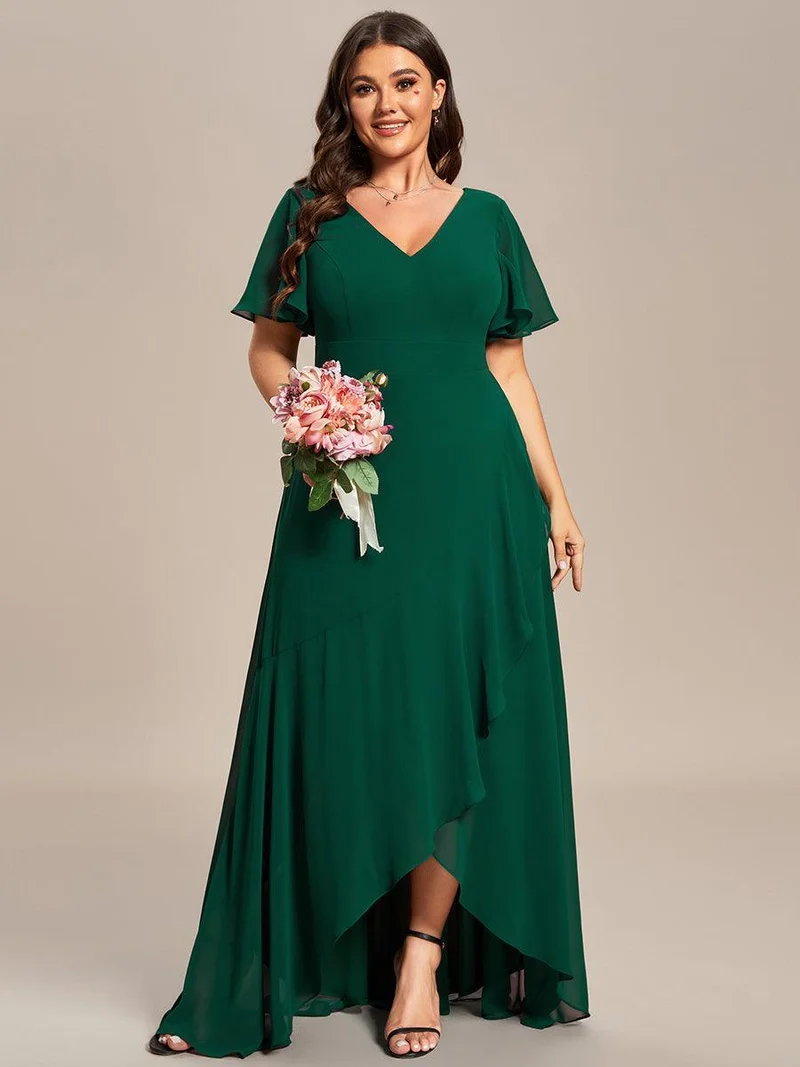 ever OREE|Robe demoiselle d'honneur Mousseline Ourlet en feuille de lotus Charmante(Vente Finale)