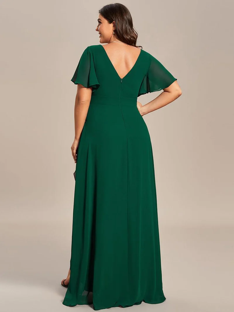ever OREE|Robe demoiselle d'honneur Mousseline Ourlet en feuille de lotus Charmante(Vente Finale)