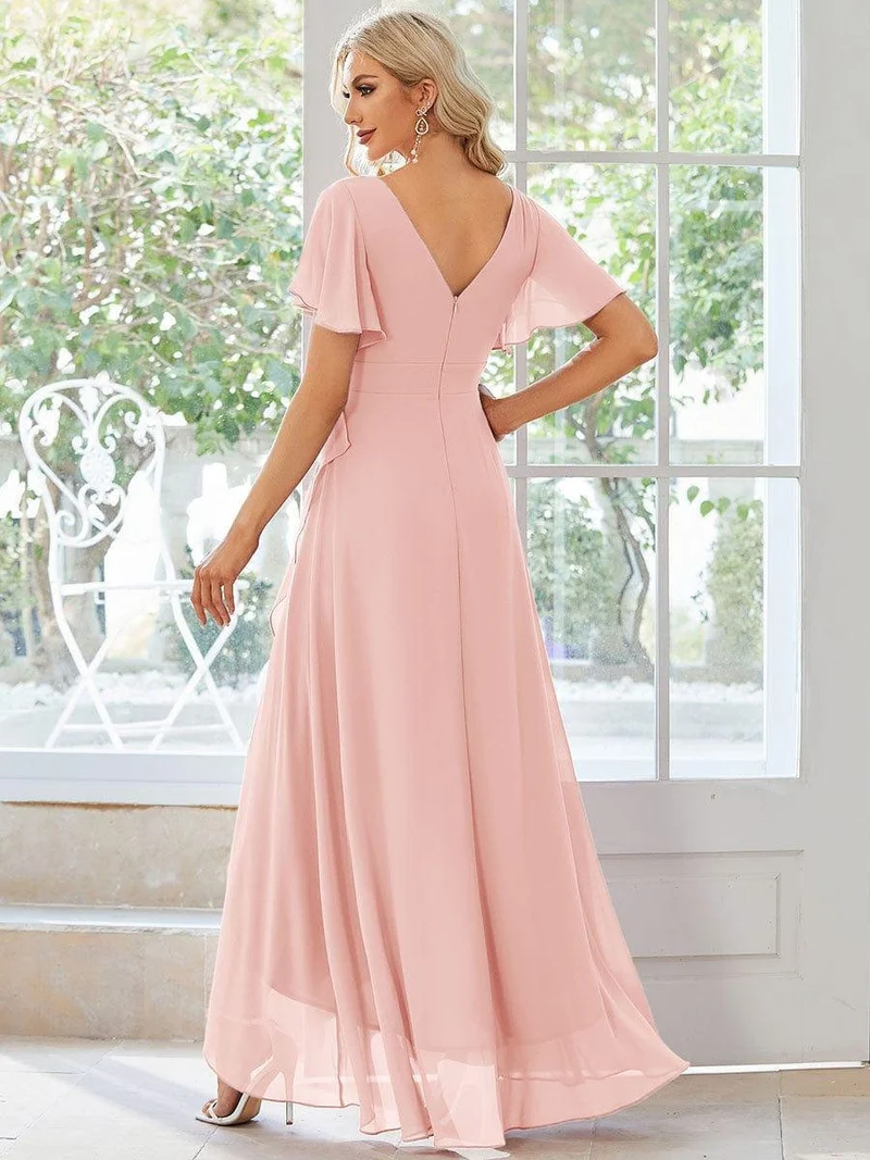 ever OREE|Robe demoiselle d'honneur Mousseline Ourlet en feuille de lotus Charmante(Vente Finale)