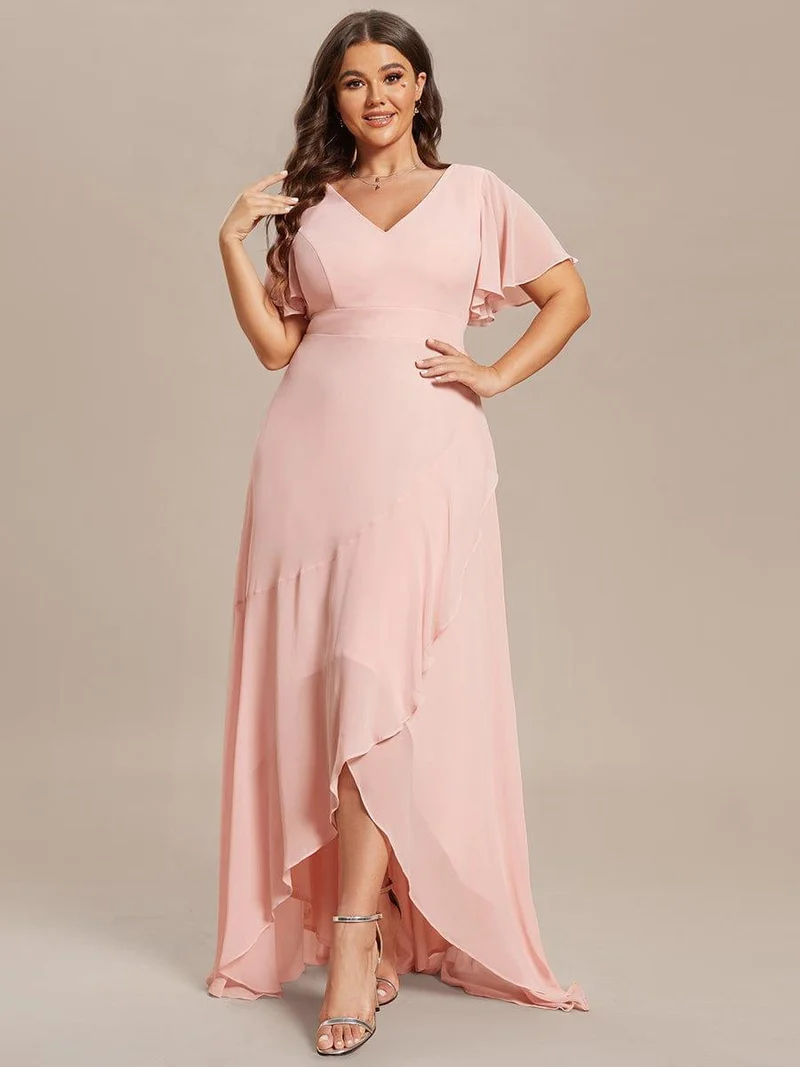 ever OREE|Robe demoiselle d'honneur Mousseline Ourlet en feuille de lotus Charmante(Vente Finale)