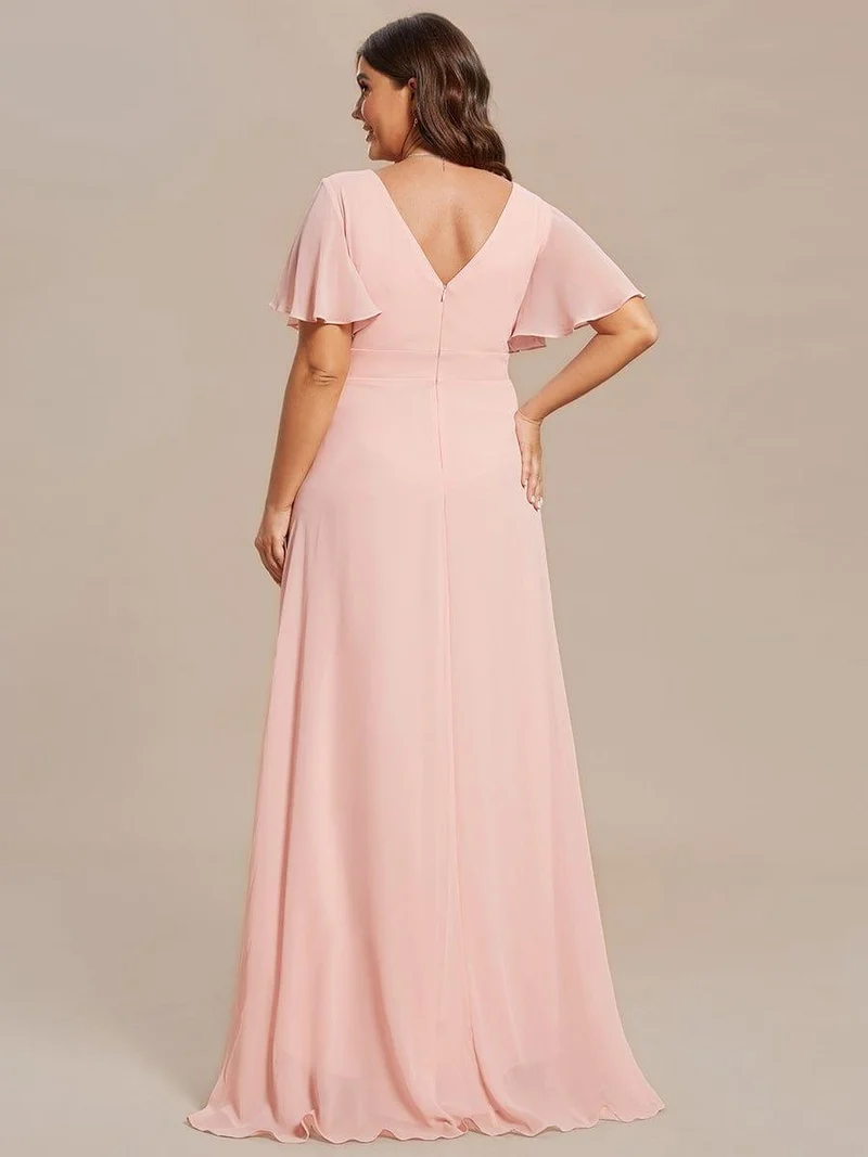 ever OREE|Robe demoiselle d'honneur Mousseline Ourlet en feuille de lotus Charmante(Vente Finale)