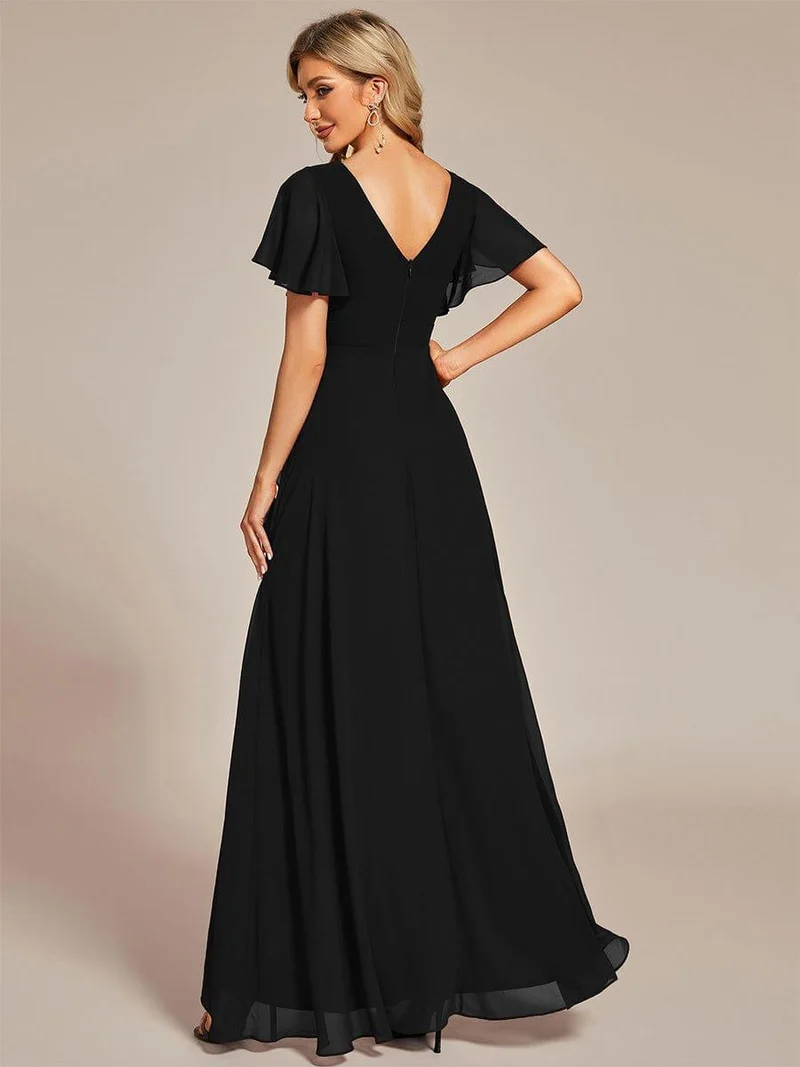 ever OREE|Robe demoiselle d'honneur Mousseline Ourlet en feuille de lotus Charmante(Vente Finale)