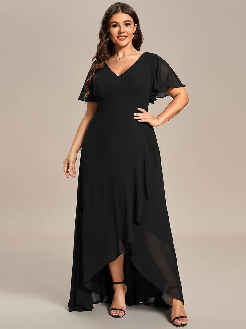 ever OREE|Robe demoiselle d'honneur Mousseline Ourlet en feuille de lotus Charmante(Vente Finale)