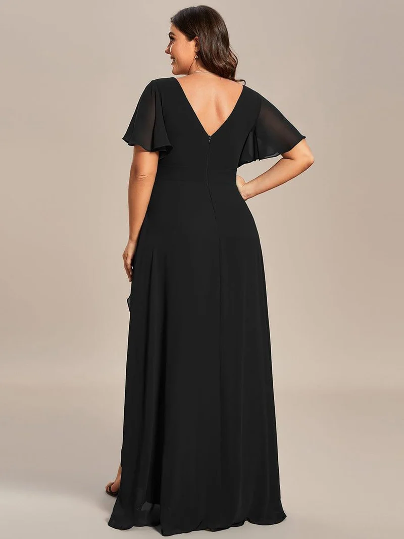 ever OREE|Robe demoiselle d'honneur Mousseline Ourlet en feuille de lotus Charmante(Vente Finale)