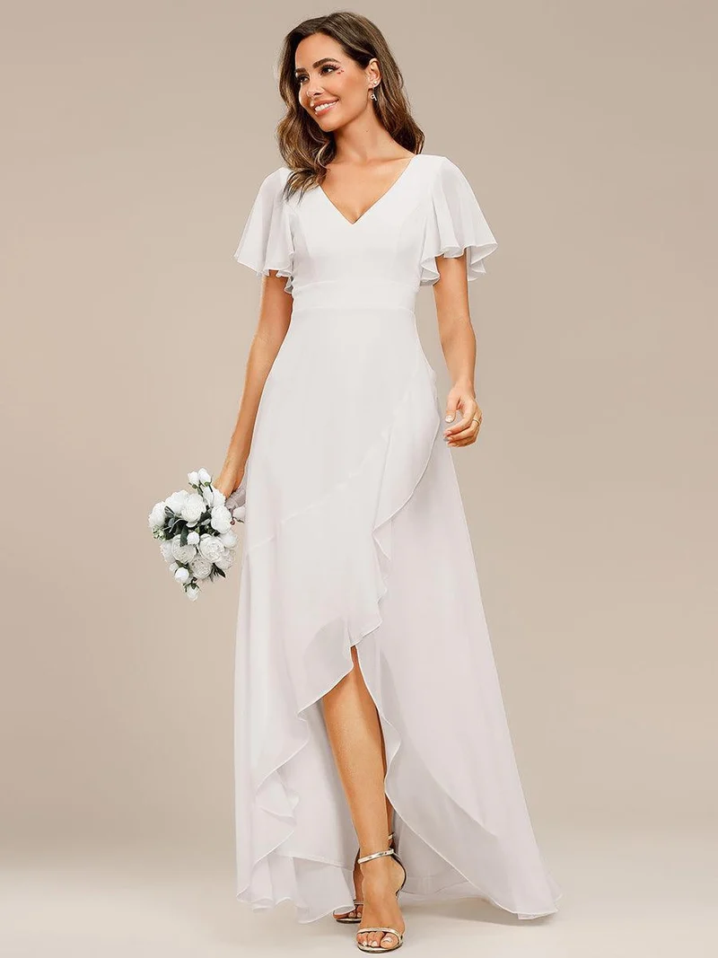 ever OREE|Robe demoiselle d'honneur Mousseline Ourlet en feuille de lotus Charmante(Vente Finale)