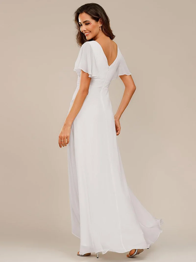 ever OREE|Robe demoiselle d'honneur Mousseline Ourlet en feuille de lotus Charmante(Vente Finale)