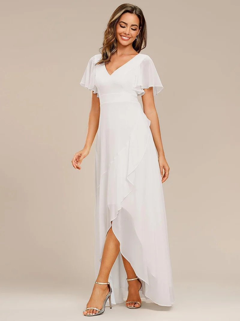 ever OREE|Robe demoiselle d'honneur Mousseline Ourlet en feuille de lotus Charmante(Vente Finale)
